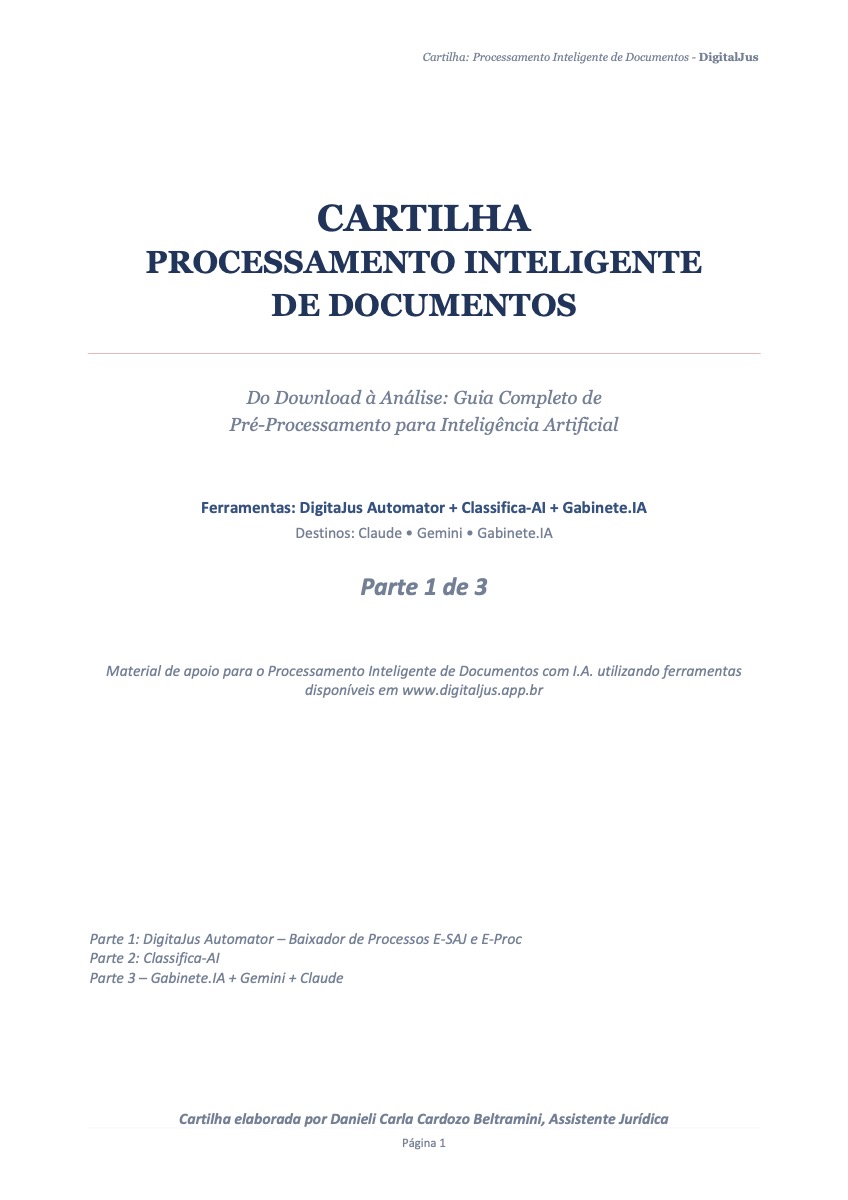 Capa da cartilha de processamento do DigitalJus Automator
